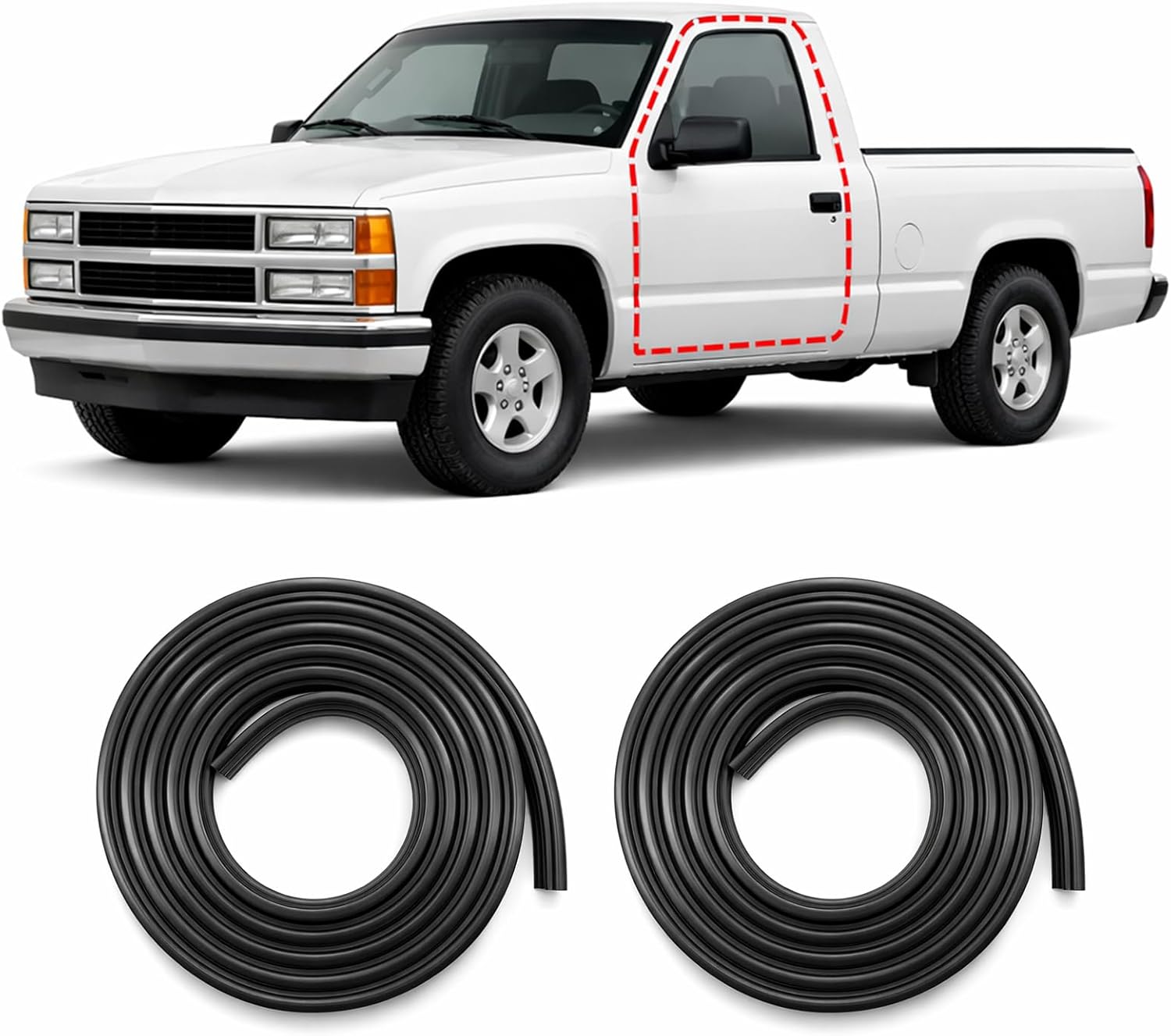 Front Door Weather Stripping for 1988-2000 Chevy GMC C1500 C2500 C3500 K1500 K2500 K3500, Blazer Suburban Tahoe Yukon, Driver & Passenger Side Replacement, 2 Pack