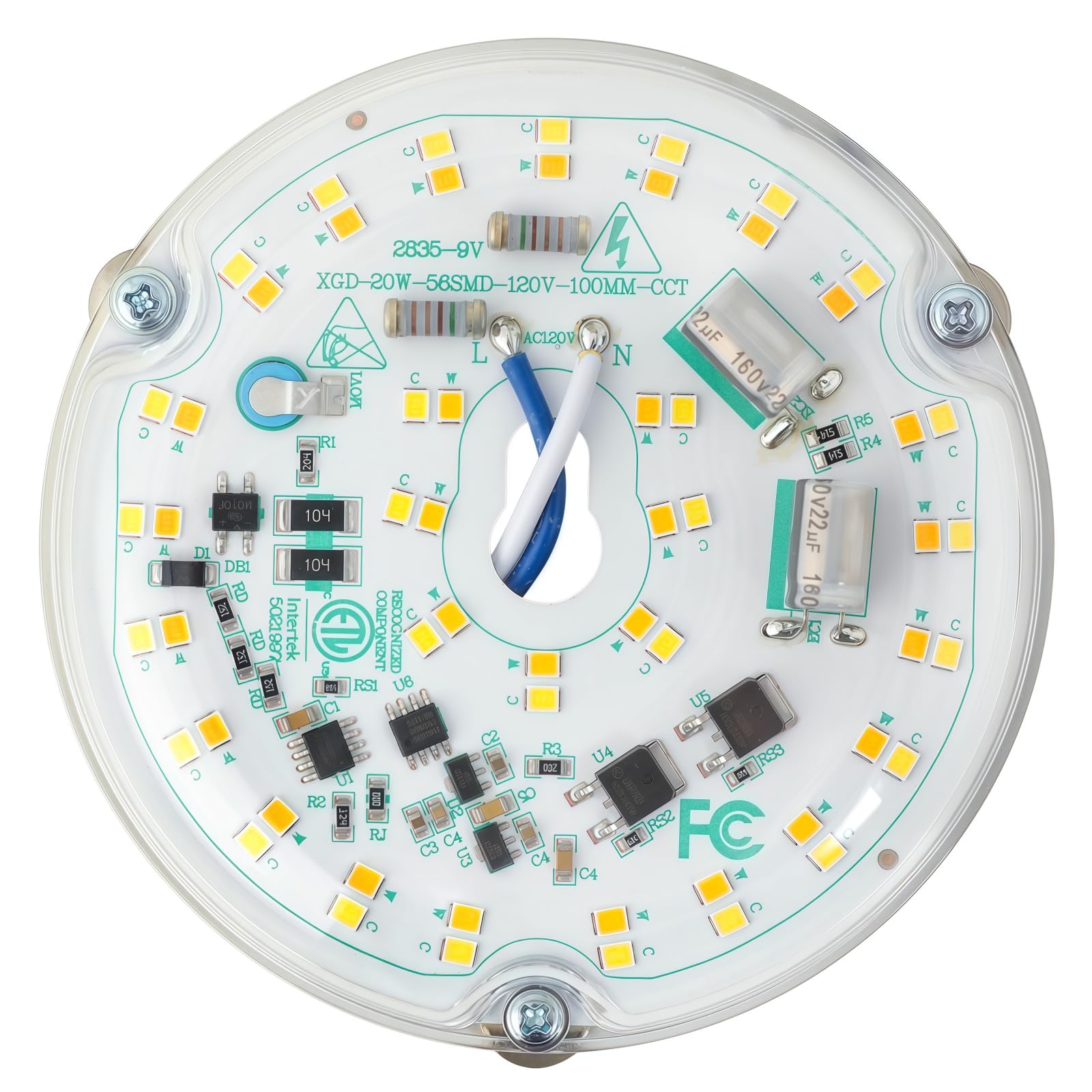 4" 20W LED Ceiling Fan Light Retrofit Kit, Ceiling Light Replacement, LED Flush Mount Ceiling Light, 2400LM, 3CCT 3000K 4500K 5000K, 120V, ETL CRI90 Certified-image-49