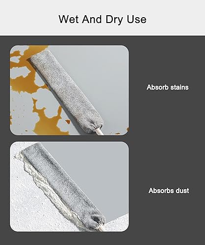 Miniatura 3 de Limpiador de polvo retráctil, herramienta de limpieza debajo del refrigeradorsofá, plumero de microfibra con poste extensible de 32 a 100 pulgadas,