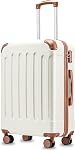 YOETEY Ensembles de bagages à emporter 3 Pièce, housse rigide légère et durable pour voyager avec des roues & TSA Verrouillage, brun blanc