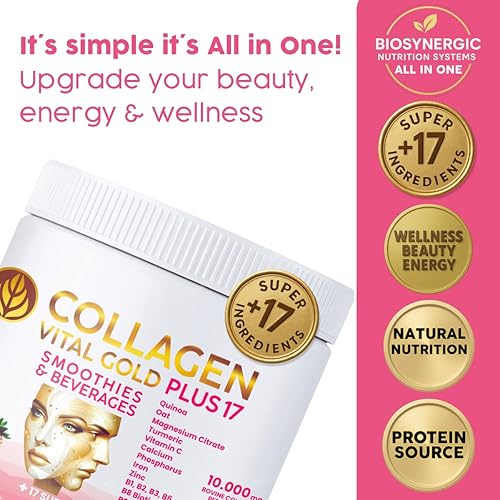 Miniatura 3 de Vital Life - Polvo de péptidos de colágeno + 17 súper ingredientes, 1.6 libras (paquete de 6), sabor a bayas rojas, apoya el cabello, la piel