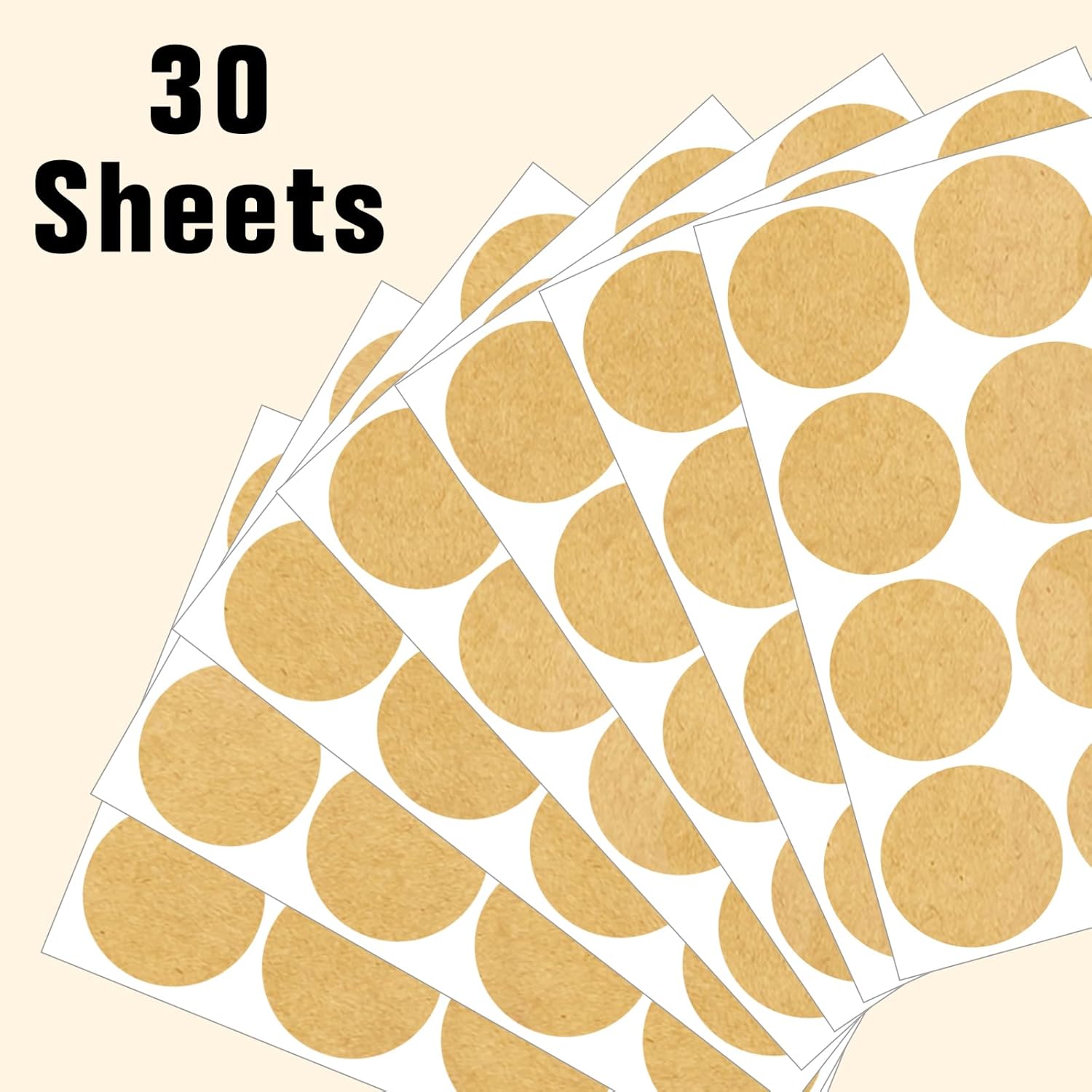 2" Round Large Colored Removable Stickers Labels - Kraft,Pack of 360 - Image 3