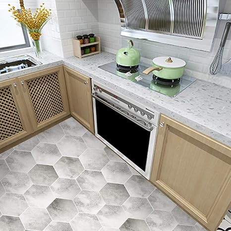 Amazon Co Jp 六角形のタイルステッカー 六角形pvcタイル貼り 家庭用防水滑り止めdiy壁貼り 台所や浴室の床に適しています Size 40 Pcs Diy 工具 ガーデン