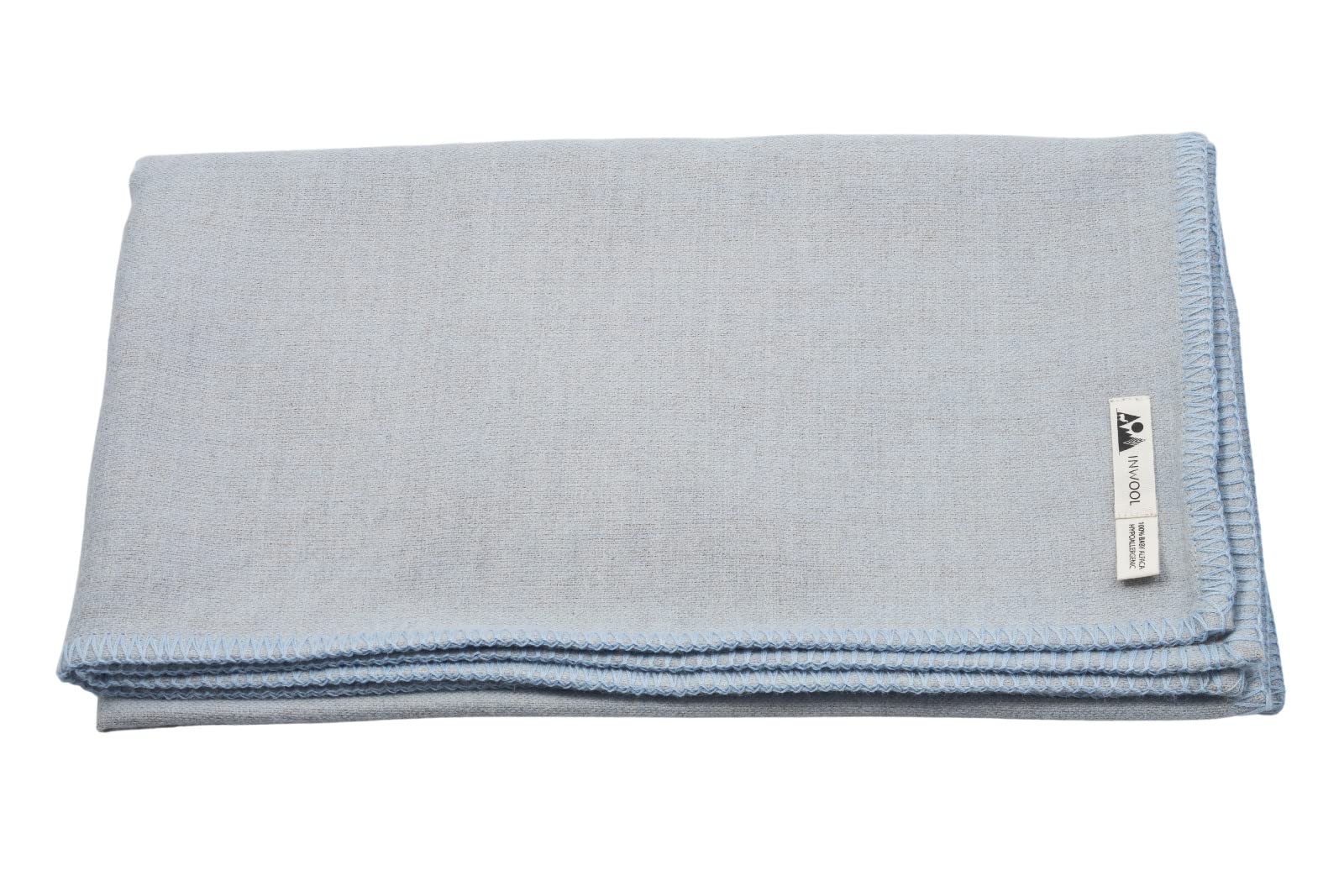 Generisch Coperta per neonati Royal in 100% lana alpaca – ragazzo – double face blu tortora