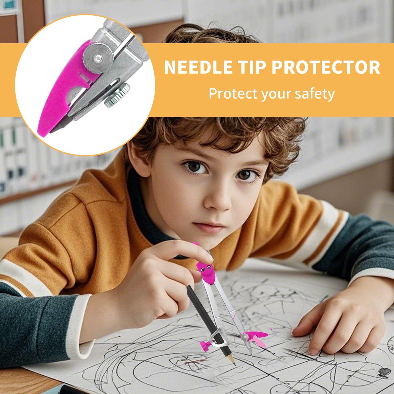 Geometry Set for Students 10PCS Math Geometry Set including Rulers, Math Protractor Compass, Box of Protactor Kit - Image 4