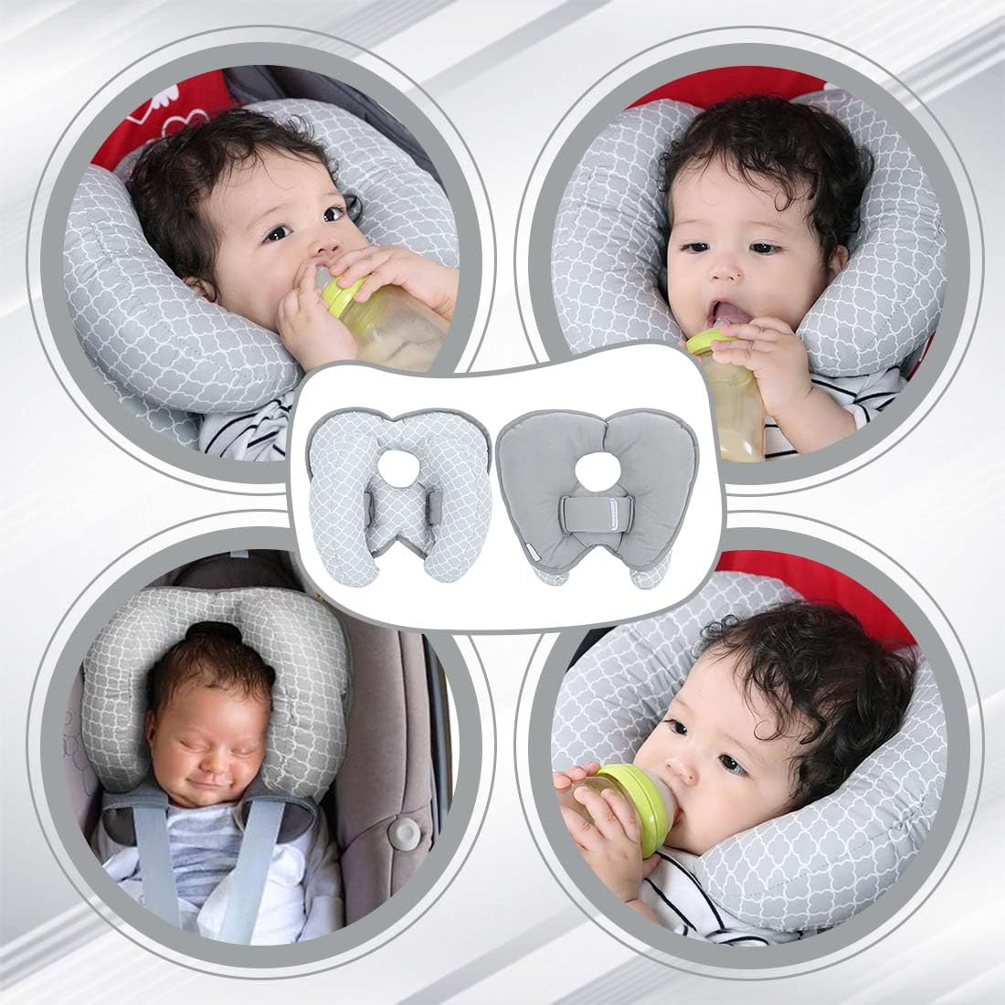 Almohada para la cabeza del bebé, almohada cervical 2 en 1, almohada cervical para bebé, almohada de viaje para apoyar la cabeza en el cochecito