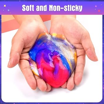 48 Pack Fluffy Galaxy Making Slime kit for Kids, Mini Easter Slime Party Favor, Bulk Putty Cheap Toy for Girls and Boys for Sensory and Tactile Stimulation, Bag Fillers, Soft Non-Sticky