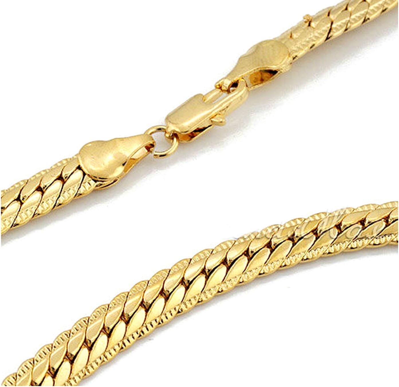 18K Gold Herringbone Necklace Chain for Men Classic Style 5 mm 20.7"
