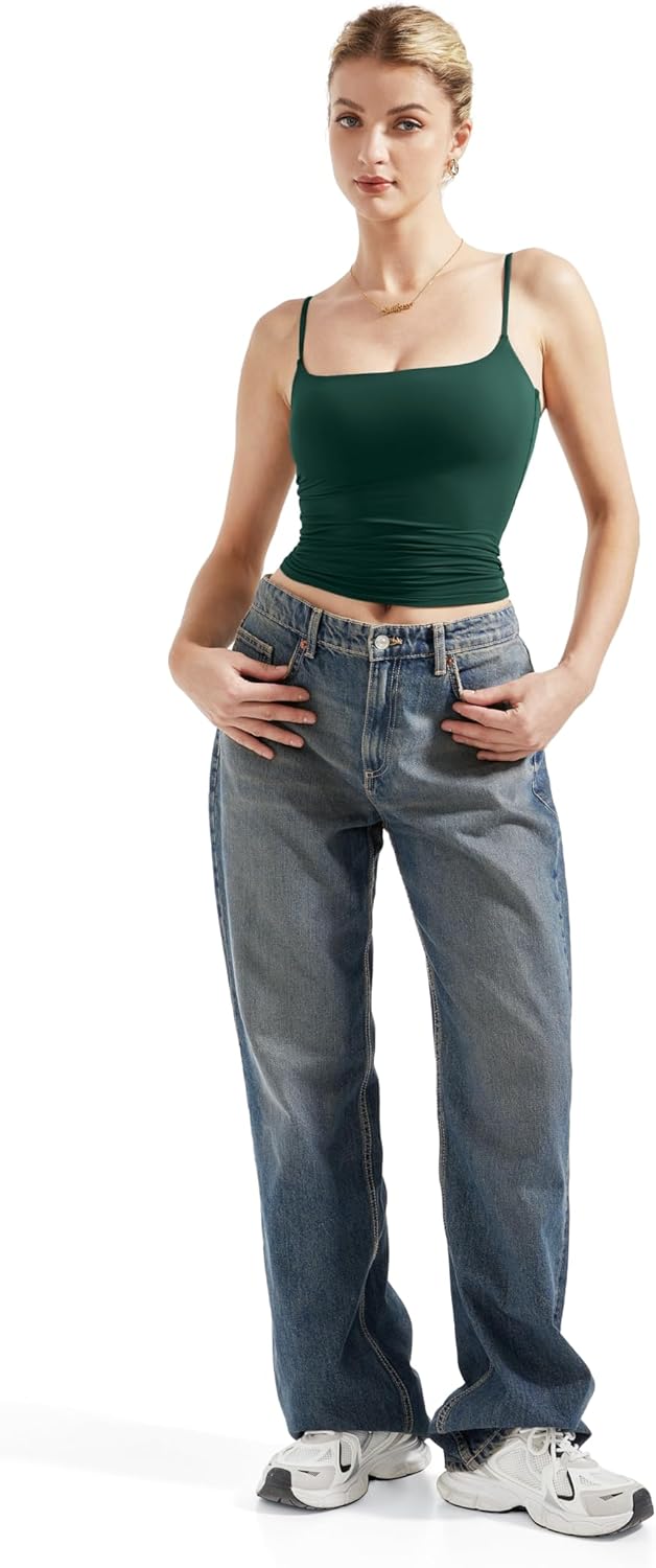 SUUKSESS Women Double Line Square Neck Tank Top Summer Y2K Going Out Basic Cami Shirt thumbnail