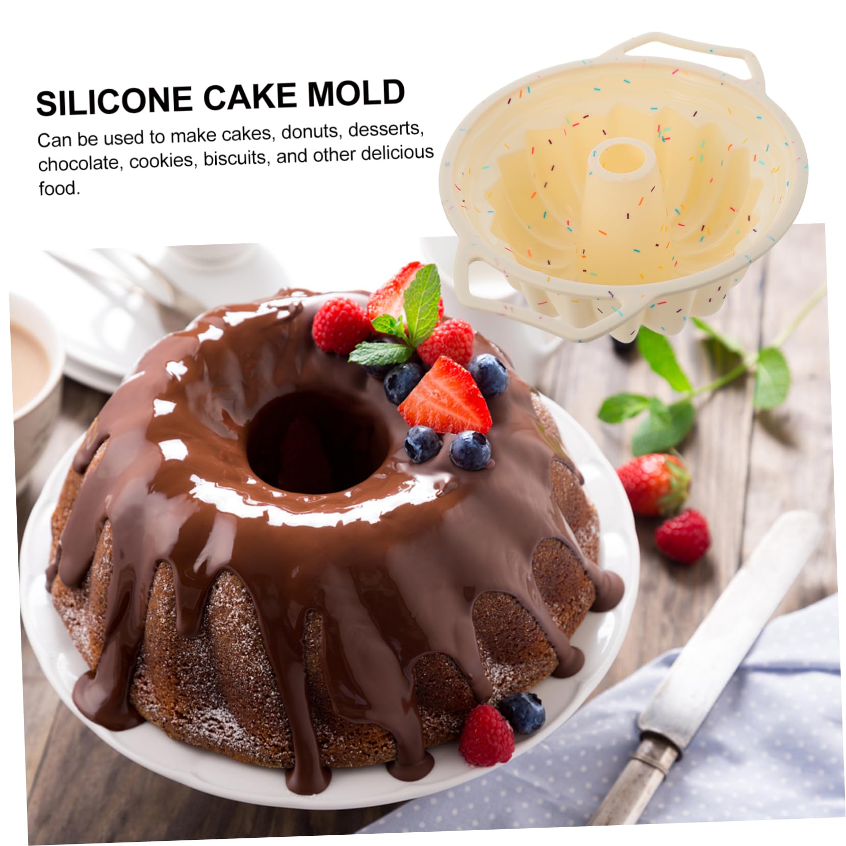 LIFKOME Stampo Rotondo in Silicone per Dolci Struttura a Spirale e Bordo Rinforzato, Facile da Pulire, Adatto per Dolci e Biscotti in Casa o Pasticceria Professionale