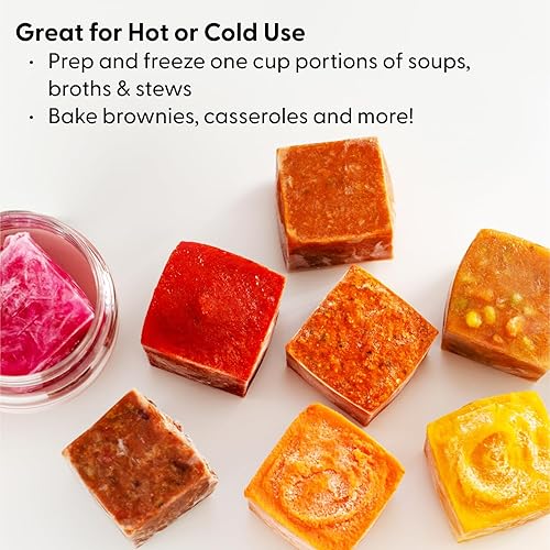 Vista 2 de W&P Cubos para Tazas Bandeja de Silicona para Congelador con Tapa, Color Carbón, Hace 6 Porciones Perfectas de 1 Taza, Congelar y Almacenar Sopa