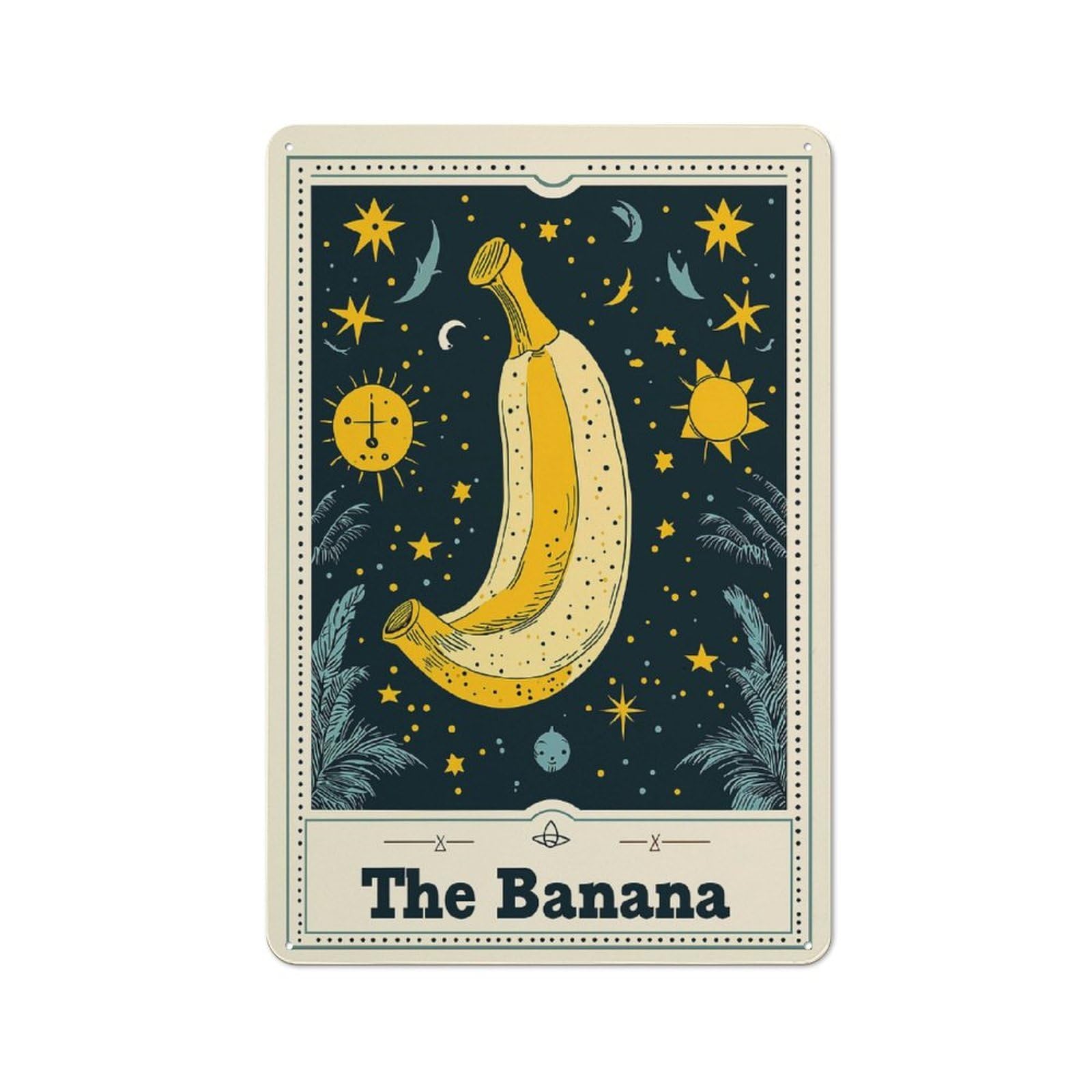 Junmoney Style-15 Tin Wall Plaque 30X20cm With The Banana Illustration For Hobby Room Or Studio, For Themed Interiors In Hobby Rooms And Studios