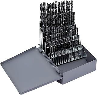 Drill America DWD60J-SET 60 Piece High Speed Steel Drill Bit Set (Wire Sizes: #1 - #60) with Black Oxide Finish, DWDN Series