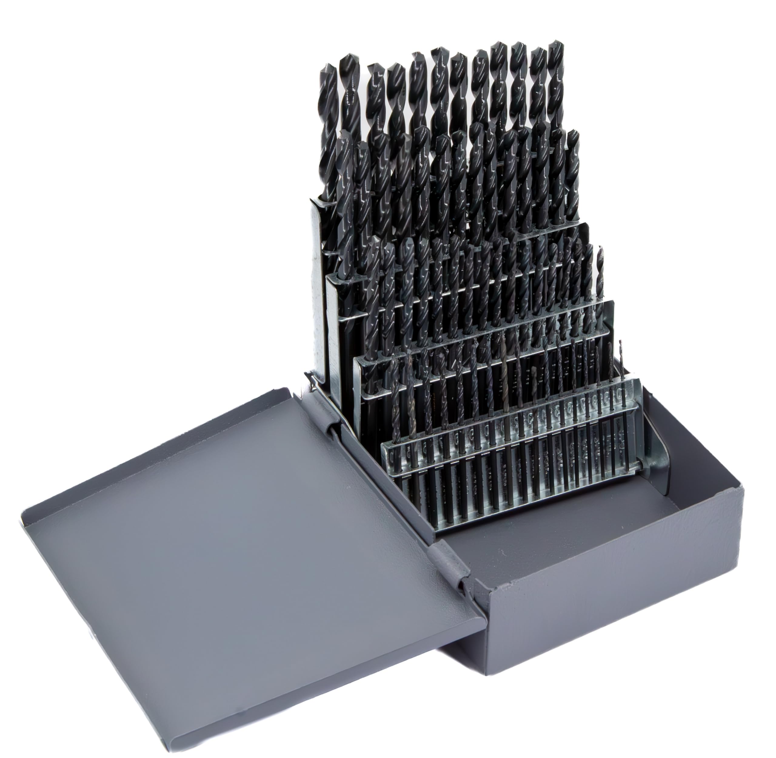 Drill America DWD60J-SET 60 Piece High Speed Steel Drill Bit Set (Wire Sizes: #1 - #60) with Black Oxide Finish, DWDN Series