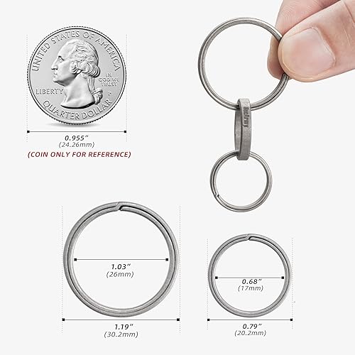 Miniatura 5 de MecArmy EDC Titanium Keyring, Side-Pushing Designed Protect Your Nails, Key Chain Key Rings Holder Split Rings