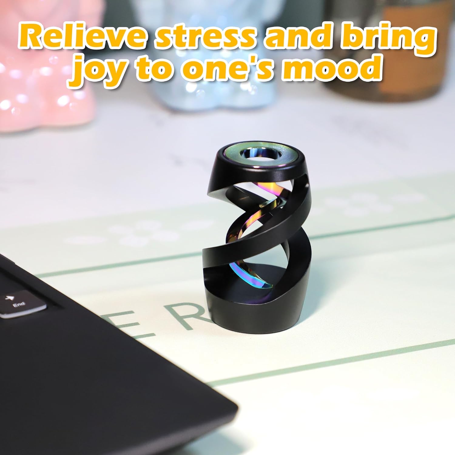 Kinetic Spinning Desk Toy, Upgraded Kinetic Desk Toys, Fidget Toys for Adults, Desk Fidgets for Adults (Black)
