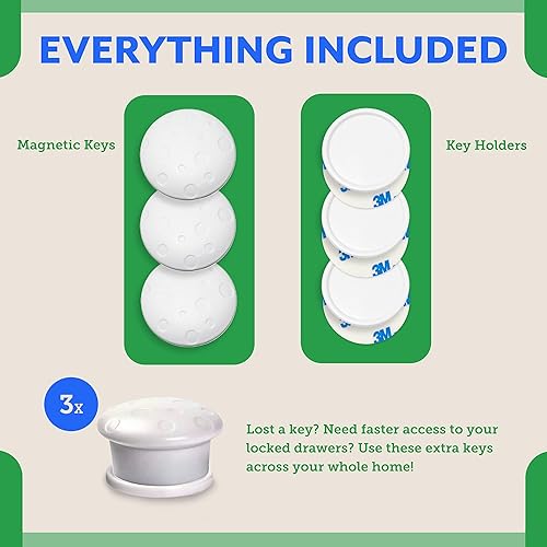 Miniatura 3 de Llaves de repuesto universales para cerraduras magnéticas de gabinete, seguridad infantil para cajones y armarios, cerraduras de gabinete a prueba