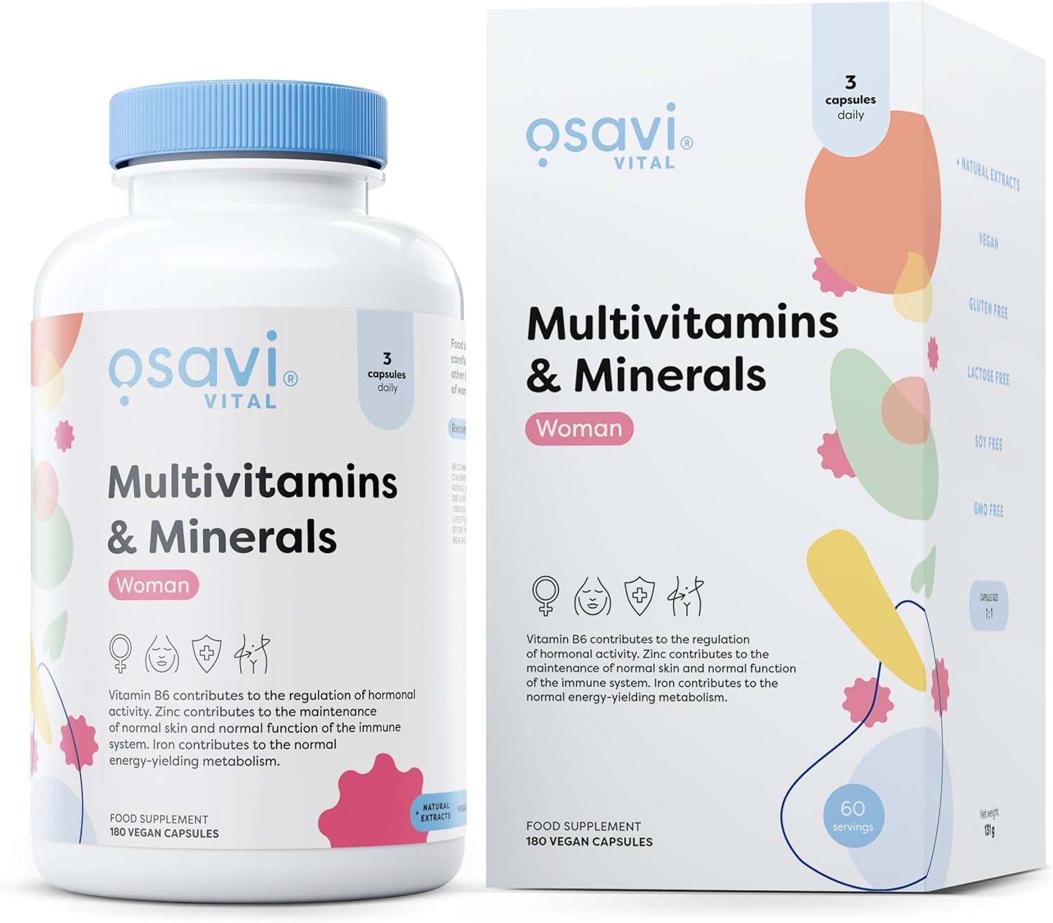 Osavi Multivitamins & Minerals Women – 180 Vegan Capsules | Supports Hormones, Skin & Reduces Fatigue | with Choline, CoQ10, Lutein | Plant extracts | Better Absorption with BioPerine®
