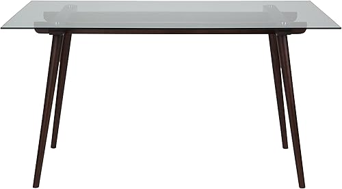 Miniatura 4 de Flash Furniture Meriden - Mesa rectangular de madera maciza de 31.5 x 55 pulgadas con tapa de cristal transparente