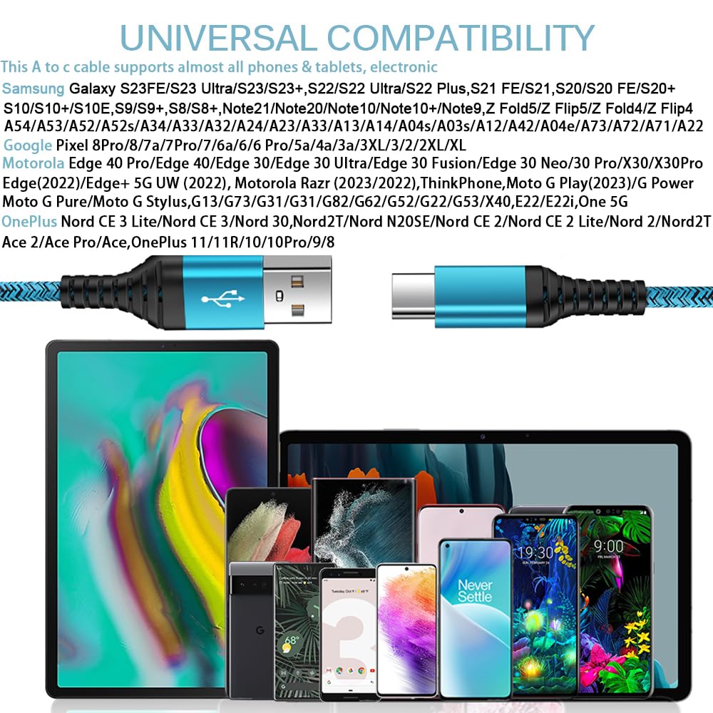 USB C Cable 3FT 2Pack for Google Pixel 10 Pro Fold XL 9a 9Pro XL Fold 8a 8Pro 8 7a 6, Samsung A17 S25 Ultra S24 S23 A36 A56 A16, Type C Car Cable USB A to C Fast USB Charger Cable Phone Charger Cord
