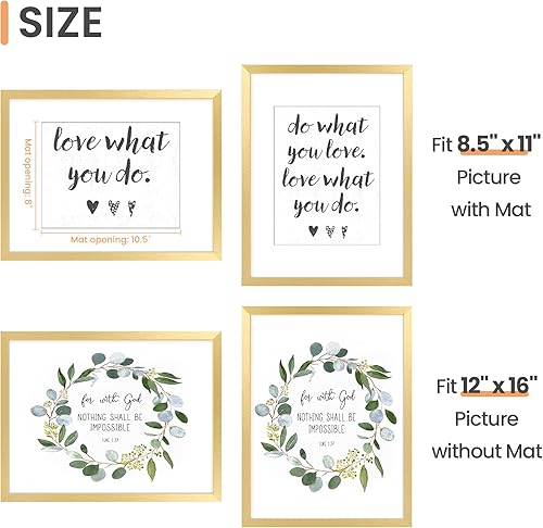 Vista 447 de upsimples - Portarretratos de 8.5 x 11 pulgadas, para fotos de 6 x 8 pulgadas con paspartú o de 8.5 x 11 pulgadas sin paspartú, marcos de fotos