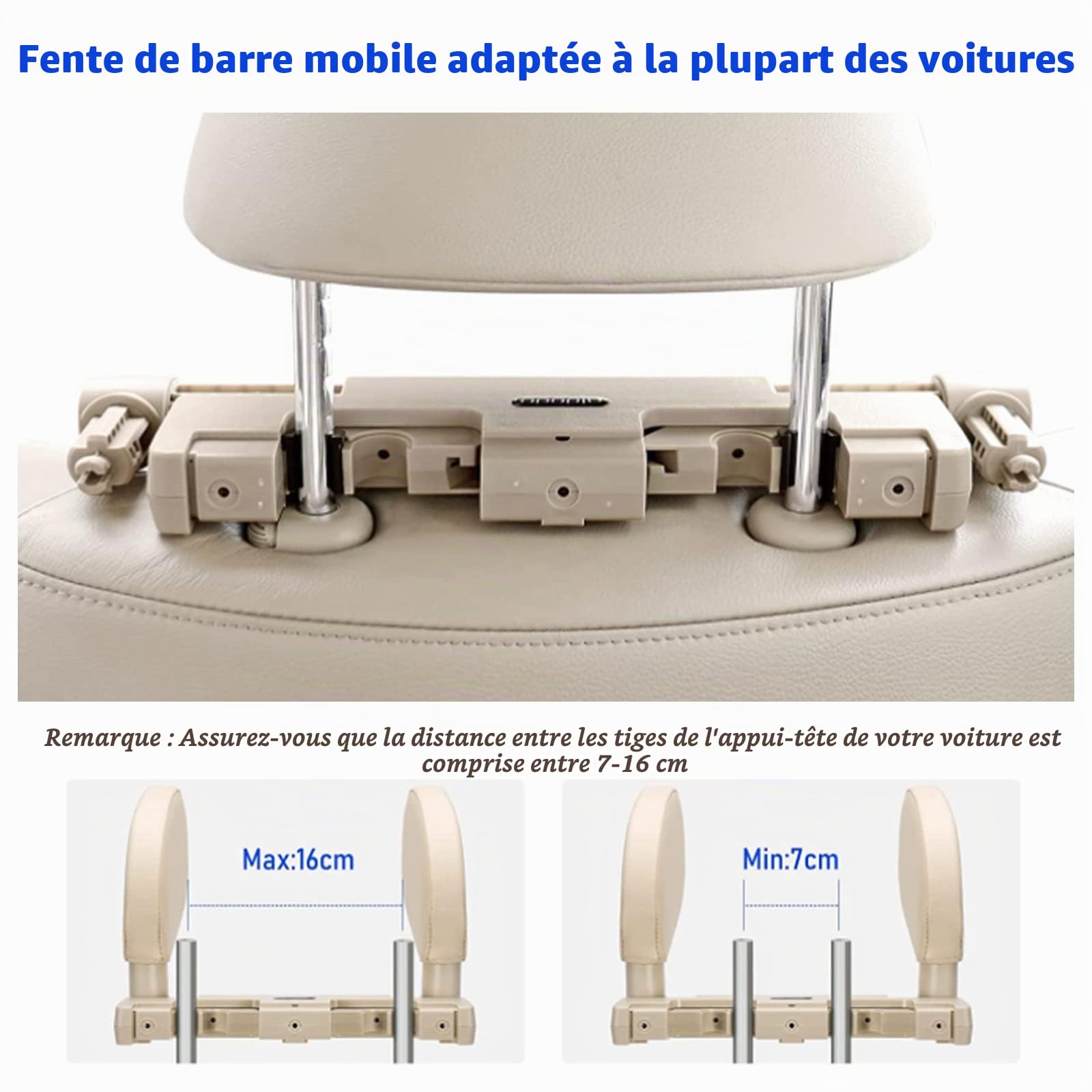Hifrom Repose Tete Voiture, Voiture Oreiller Protection, Rotation à 180°Appui-Tête, Repose Tête Latéral de Siège Voiture pour Adultes Enfants, Cou de Repose Tête pour dormir en Voiture Voyage (Beige)
