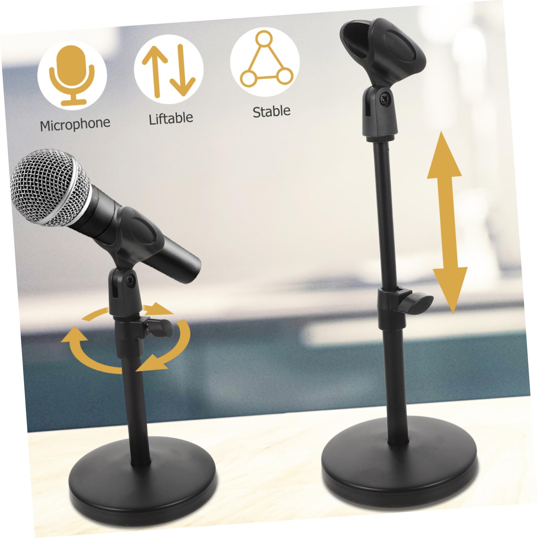 PRETYZOOM Metallmikrofonständer Tischmikrofonhalterung Mikrofonzubehör Robuster Ständer für Heimstudio Podcast Live-übertragung mit Teleskopfunktion und Stabiler Klemme