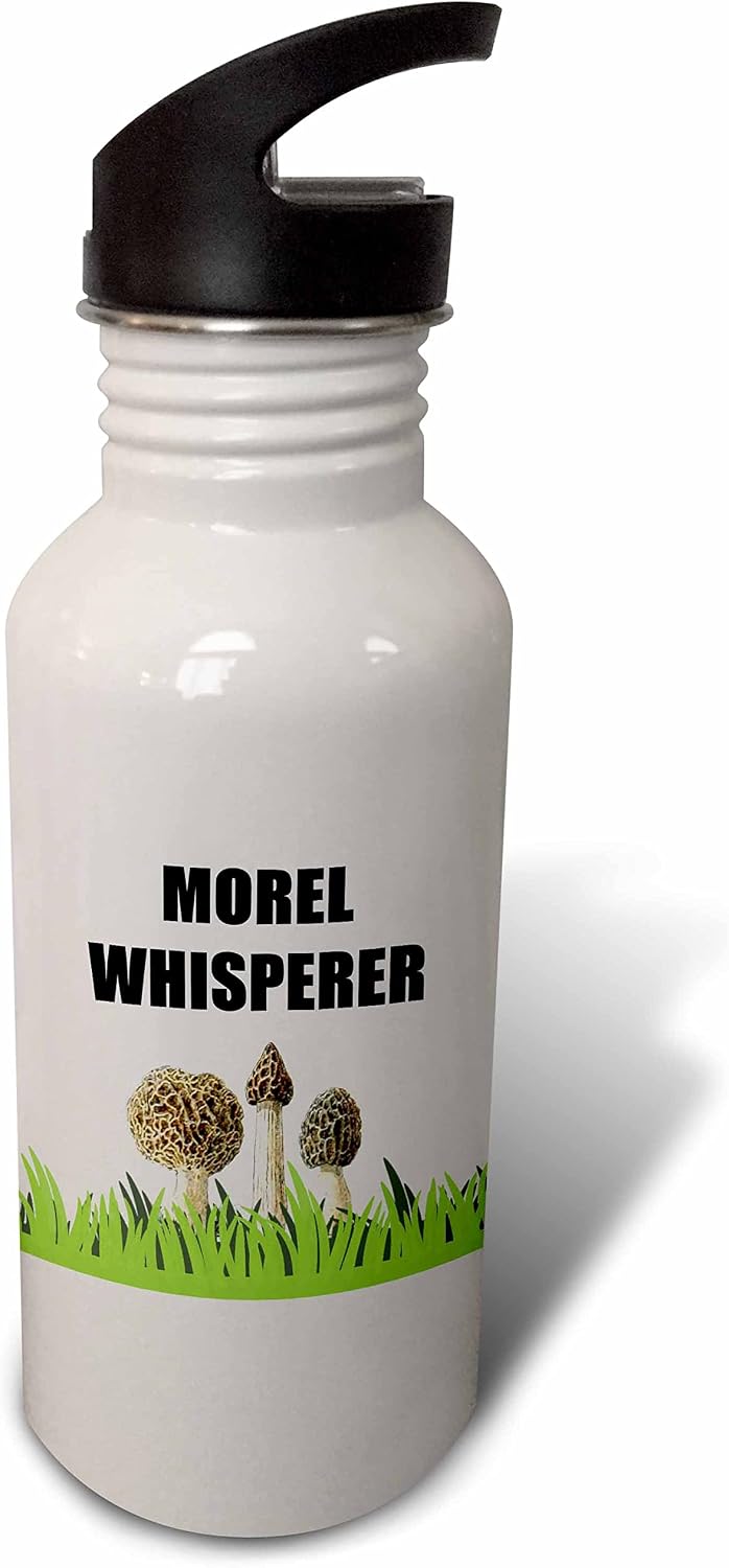 3dRose - Morel Whisperer - Funny Mushroom Foraging Forager Hunter Hunting Humor - Water Bottle - (wb-364705-2)