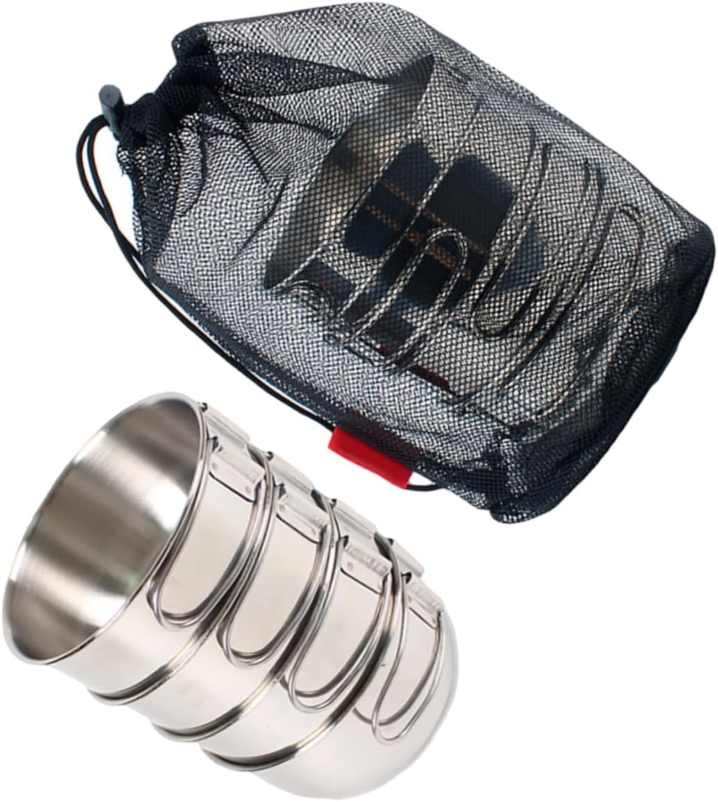 Toyvian Stainless Steel Portable Folding Bowls Set Lightweight Camping Tableware for Outdoor Use Hiking and Travel Space-saving Durable and Convenient