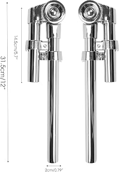 Marsrut Tom Stand Mount Holder Percussion Clamp, Bass Drum Mounting Bracket, Hardware Parts Musical Instrument Replacement Accessory for Sound Drums (2PCS), Silver, tom-holder-2pcs-100424