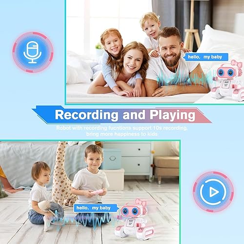 Miniatura 2 de Juguete robot, robot de juguete para niños, robot de control remoto con ojos LED coloridos y música, robots RC recargables para niños, juguete