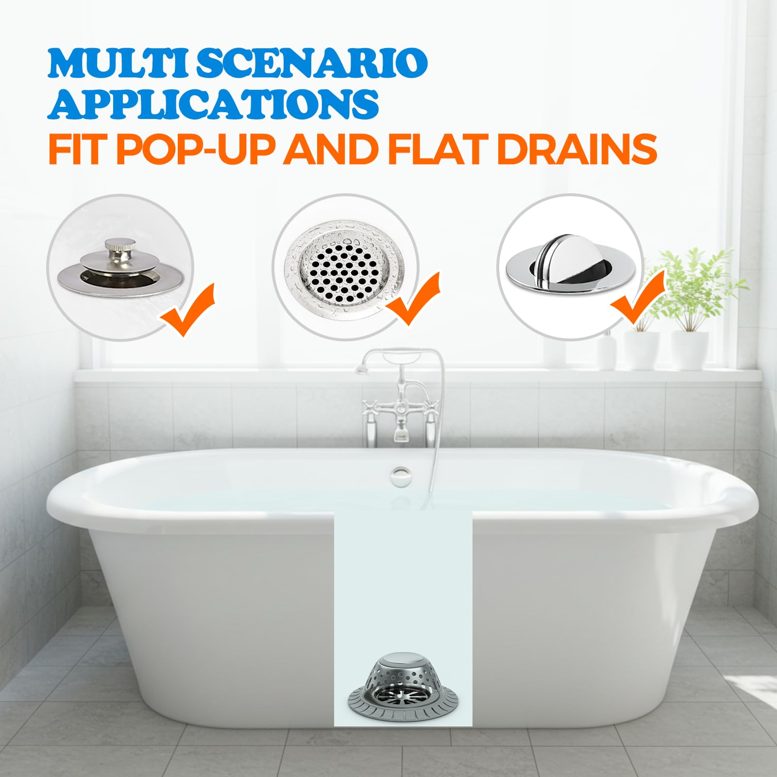 Snapklik.com : Zaa Drain Hair Catcher - Bathtub Drain Cover, Hair