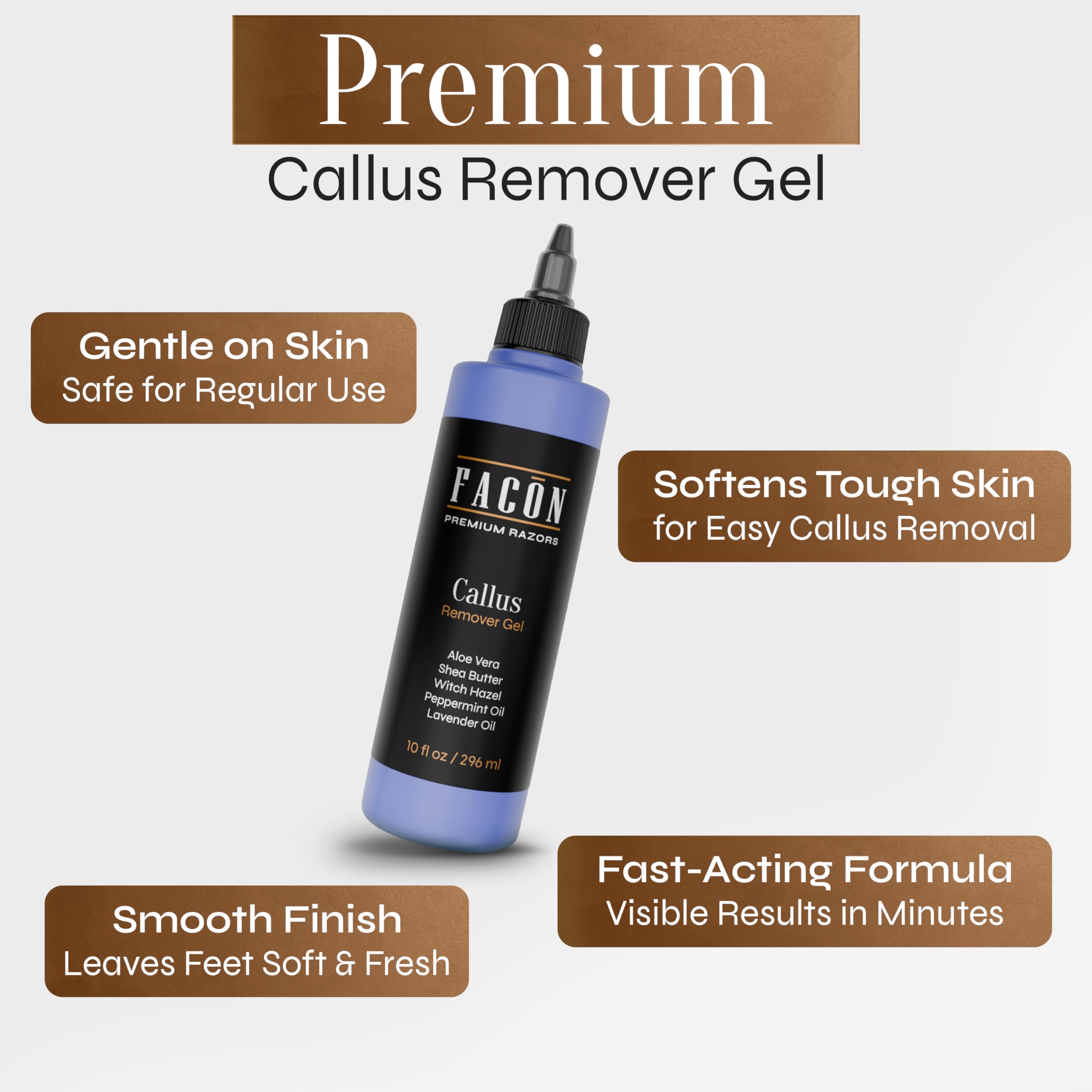 Facón Gel eliminador de callos profesional para pies con aloe vera, manteca de karité, menta y hamamelis, suavizante de callos con aroma a lavanda, spa de pies para pedicura en casa, elimina la piel 5