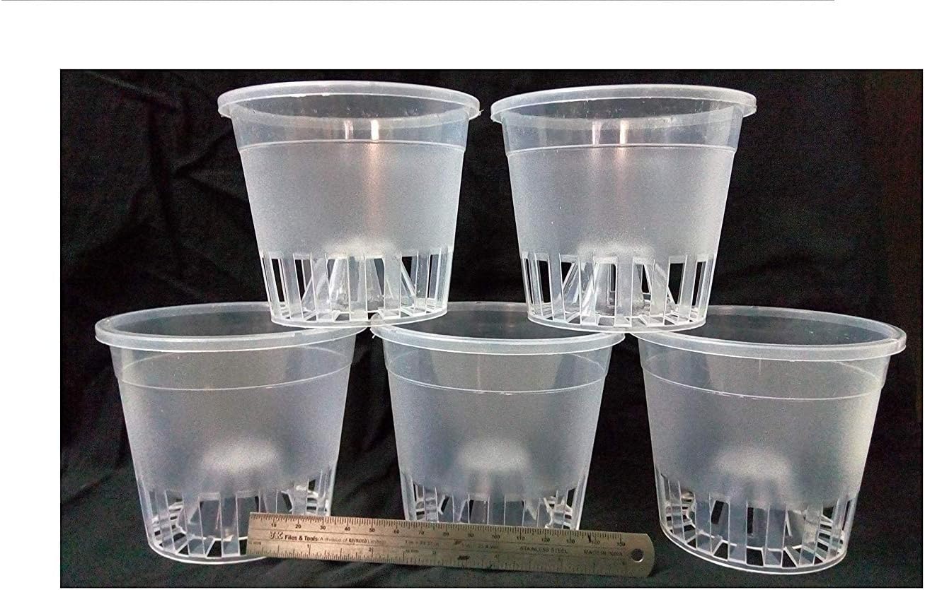 Aadhinarayana Traders Orchid/Clear/Transparent Plastic Pots for Orchids (4.5'-inch) -Pack of 5