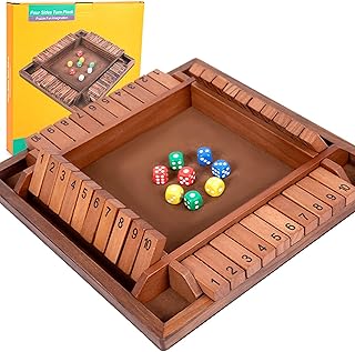 4 Player Shut The Box Wooden Board Games 11.8inch Bar Party Family Parent Child Interactive Game Math Games Classic Board Game