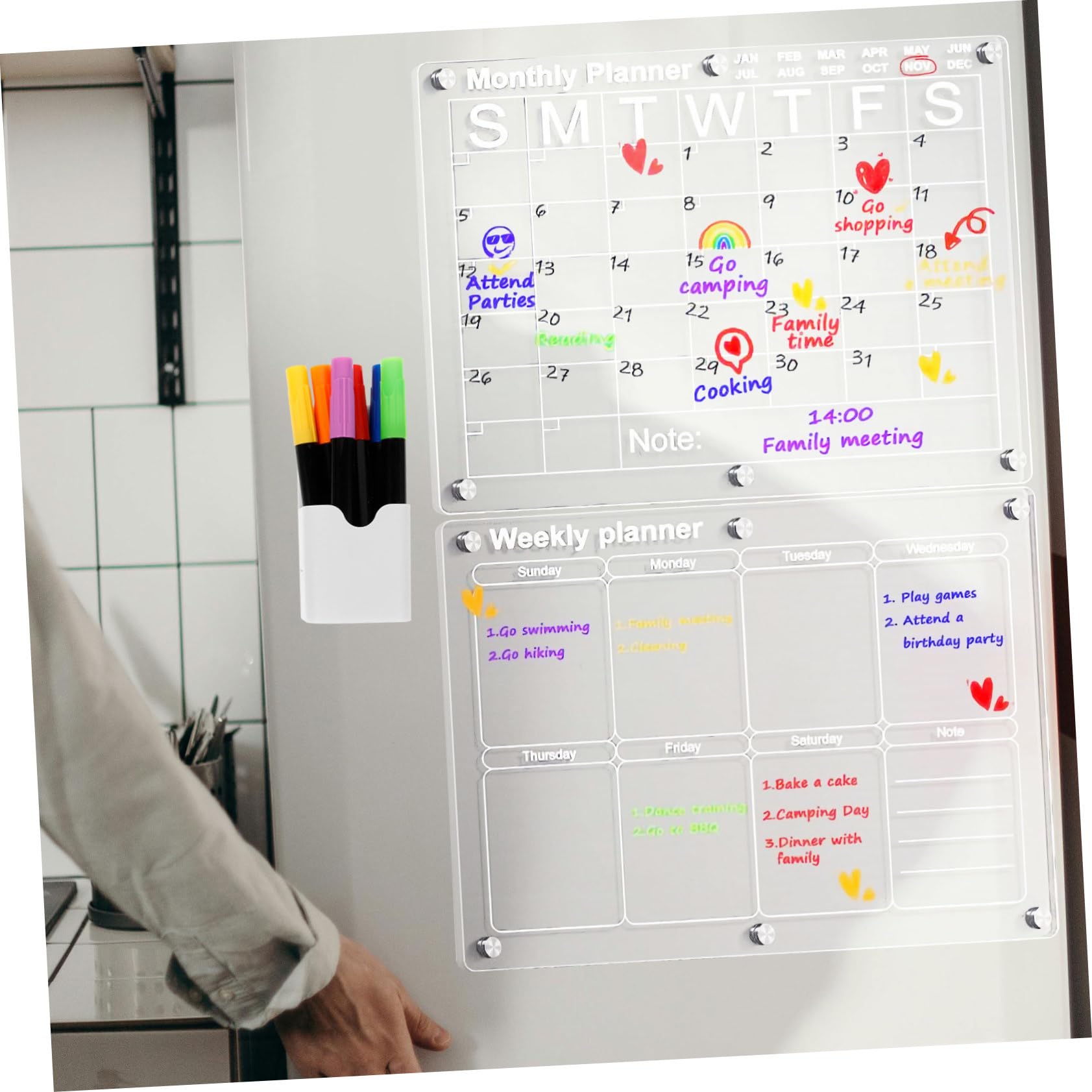 MAGICLULU Calendario Magnético Para Refrigerador Pizarra Acrílica De Borrado En Seco Planificador Mensual Y Semanal