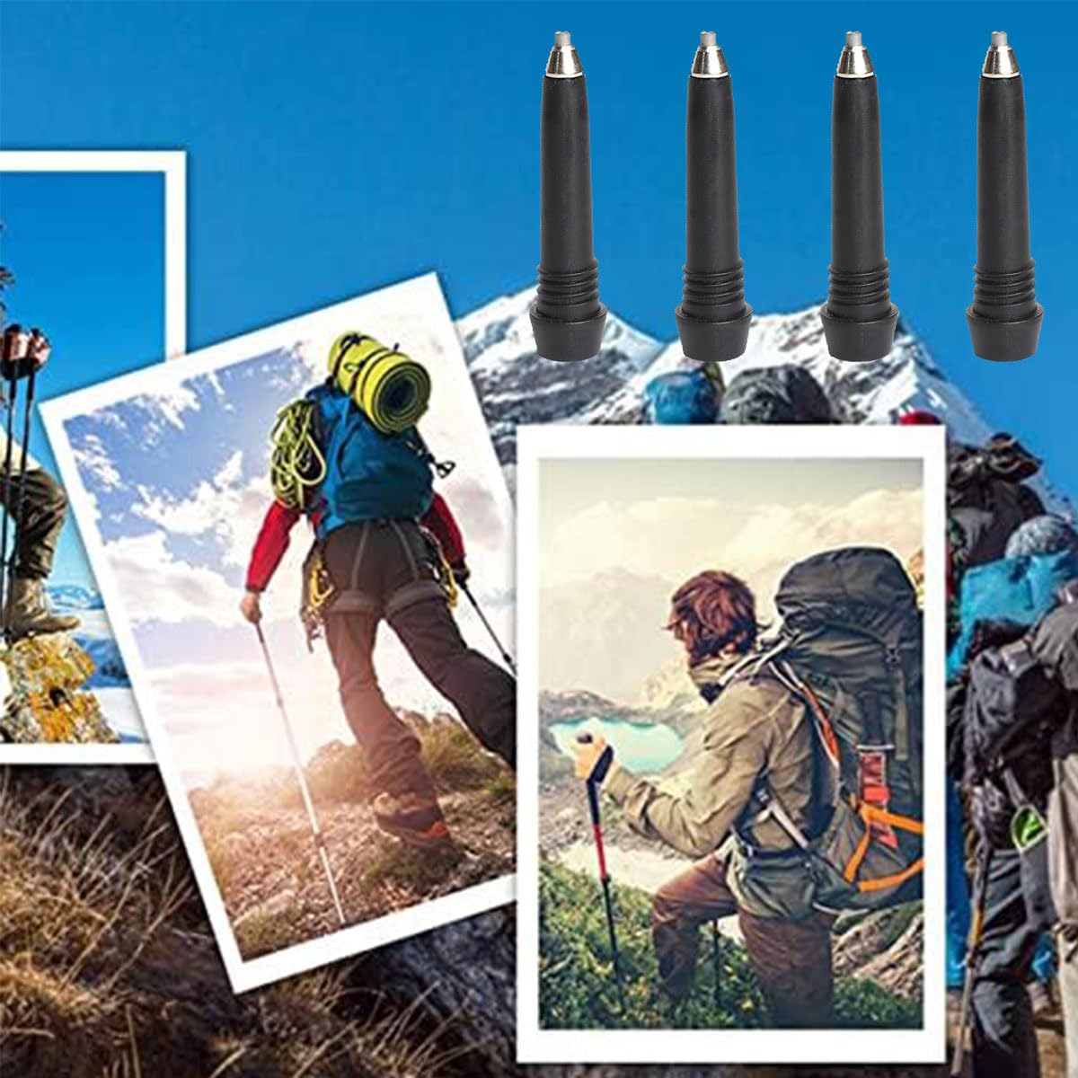Punta per Canna da Trekking Portatile,Walking Asta di Ricambio Punta,Punta per Canna da Trekking,Punte per Bastoncini da Trekking,per Bastone da Trekking Accessorio Bastoncino da Escursionismo,4 Pezzi