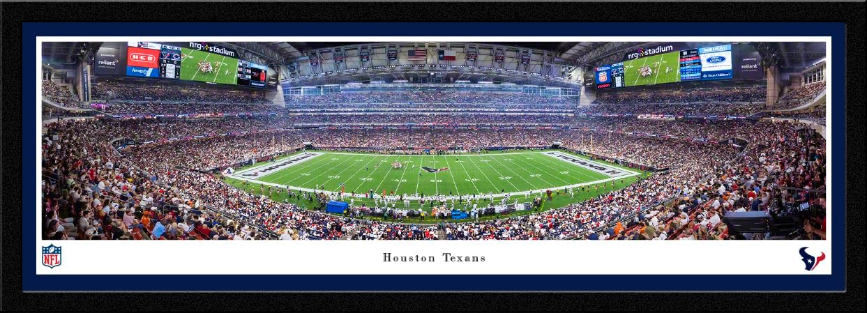 Houston Texans - Double Mat, Deluxe Framed Picture by Blakeway Panoramas (44"W x 18"H)