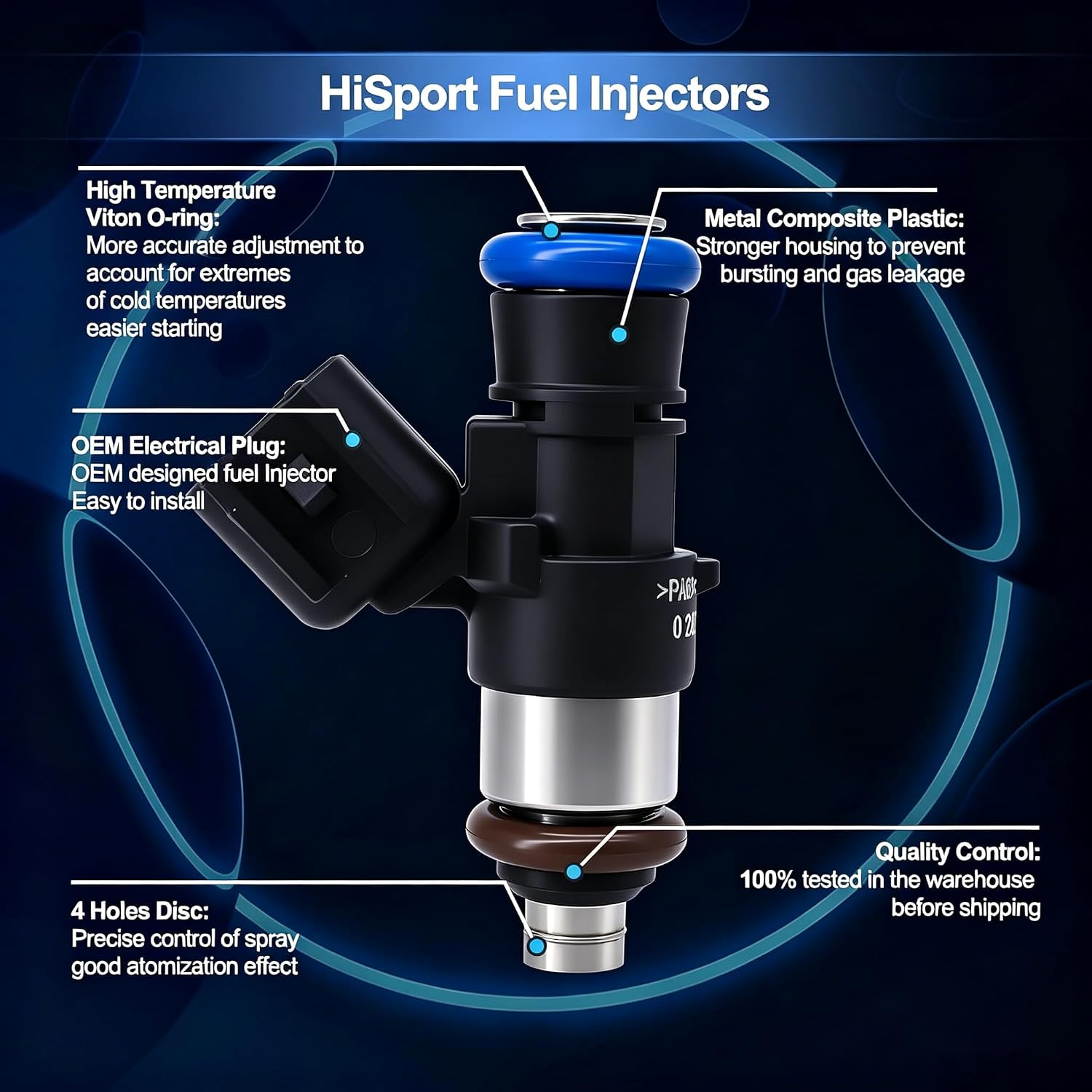 HiSport Fuel Injector 0280158091 1PC Compatible with Ford 2007-12,Compatible with Mazda CX-9 3.5L 3.7L Edge