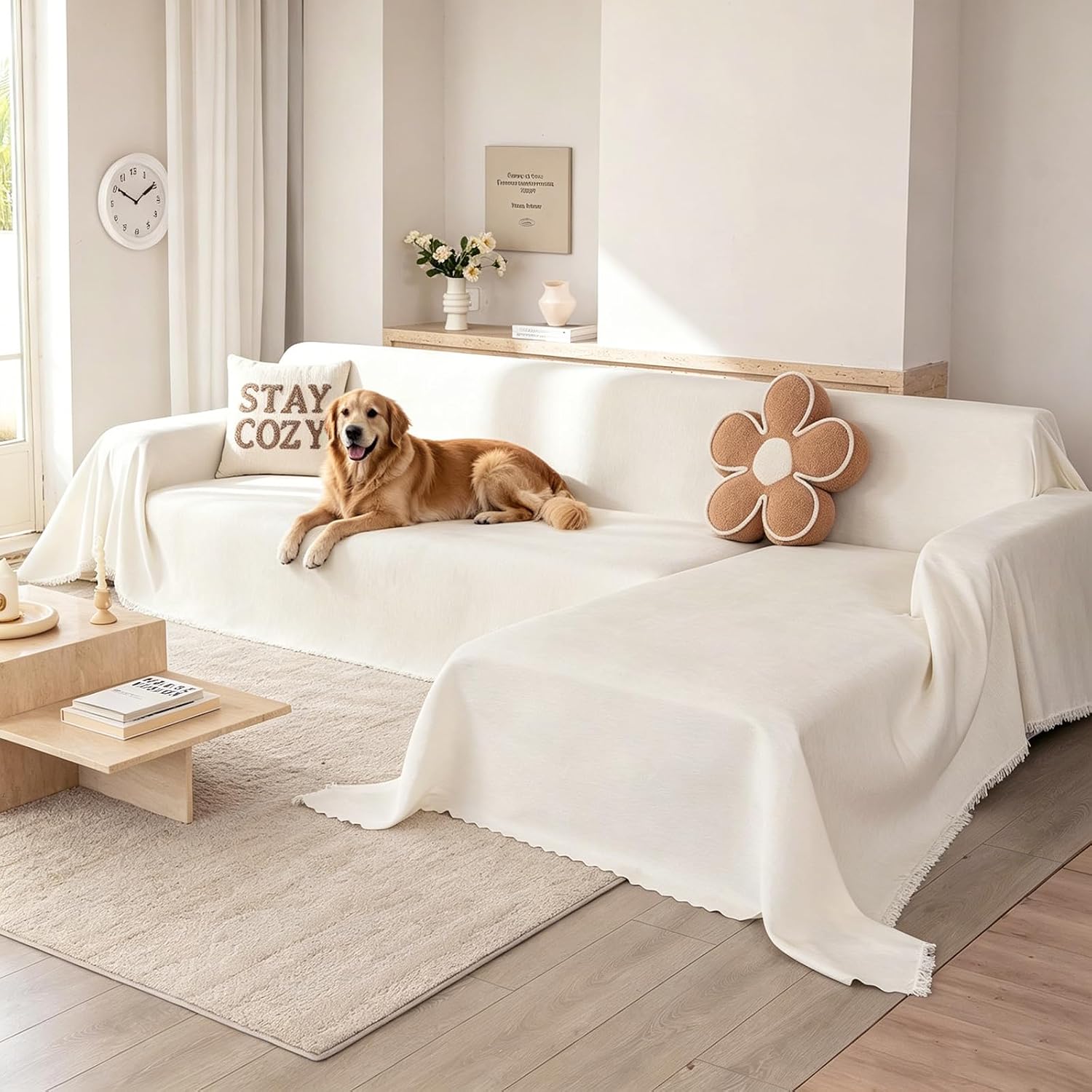 Sectional Couch Covers,2 Pieces L Shaped Couch Covers for Dogs, Washable Sofa Covers for Sectional Couch, Pet-Friendly Sofa Slipcovers for Pets Furniture Covers(71" x 118" + 71" x 118", Beige)