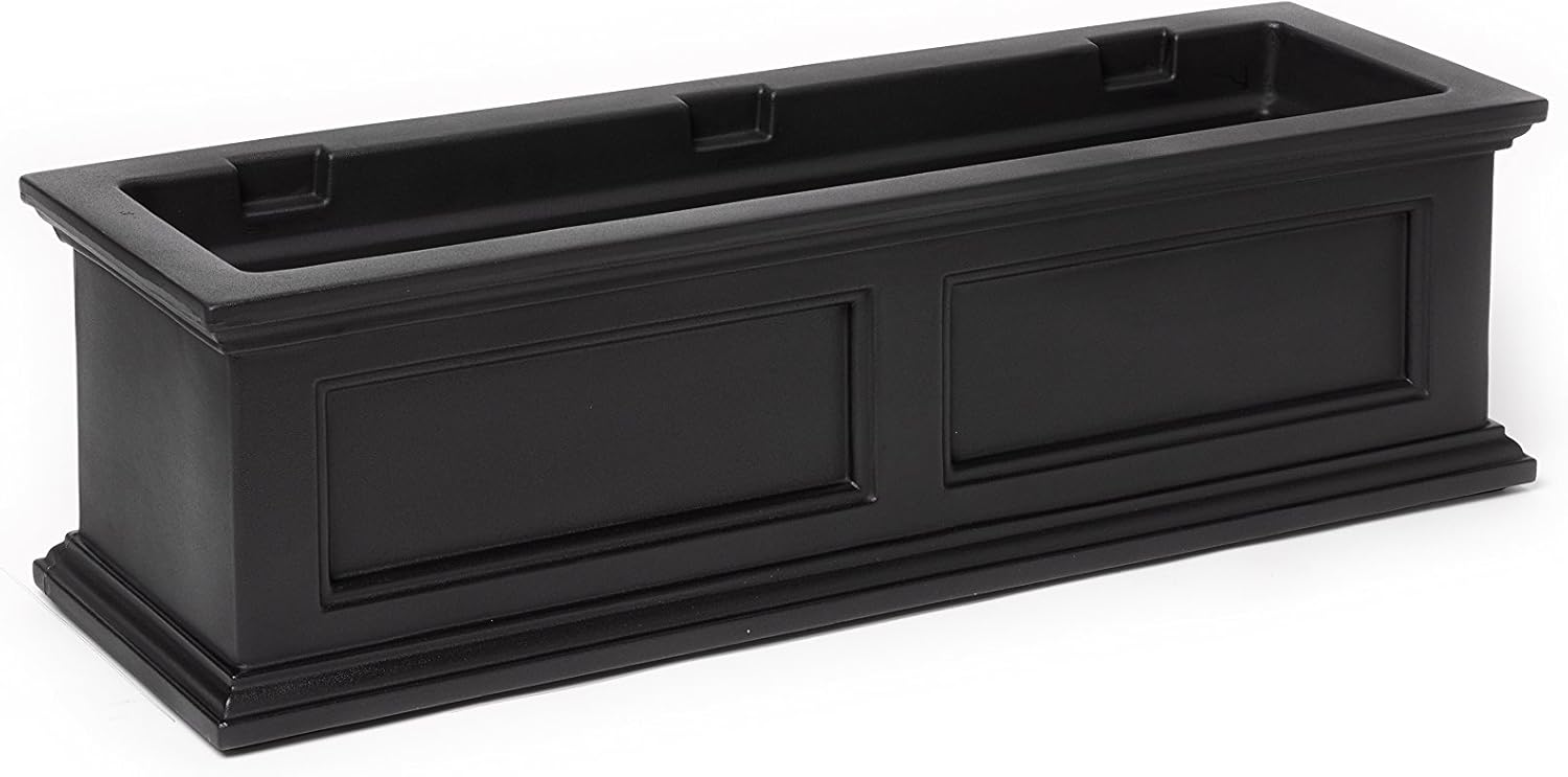 Fairfield 3 Ft Black Finish Window Planter Box w Brackets