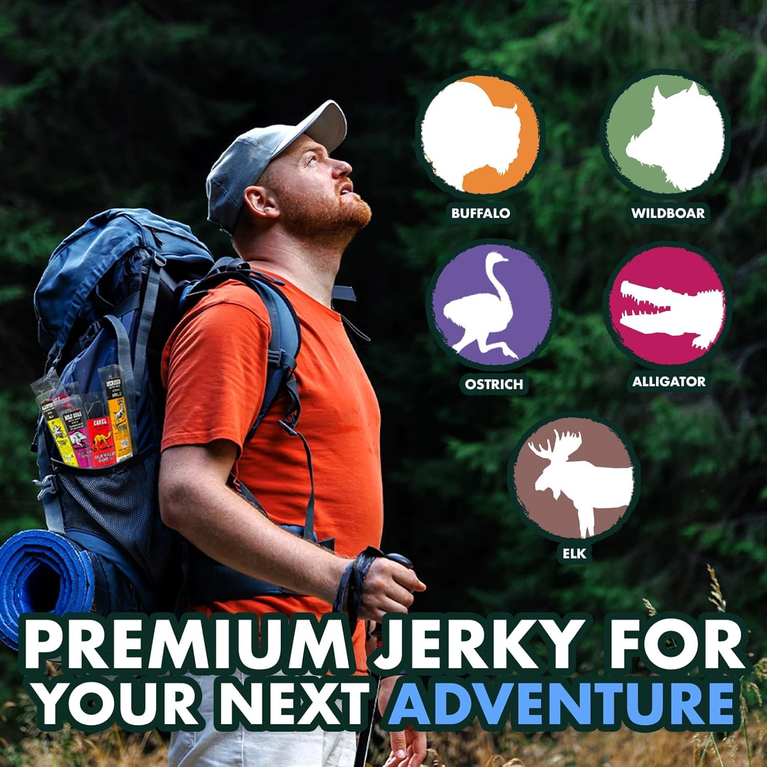 Buffalo Bob's Wild Game Meat Snacks Gift Box (24 pack) | Ultimate Exotic Snack Box | Multiple Wild Game Beef Sticks | Jerky Variety Pack for Anniversary, Camping, Hunting & Birthday Gifts for Men