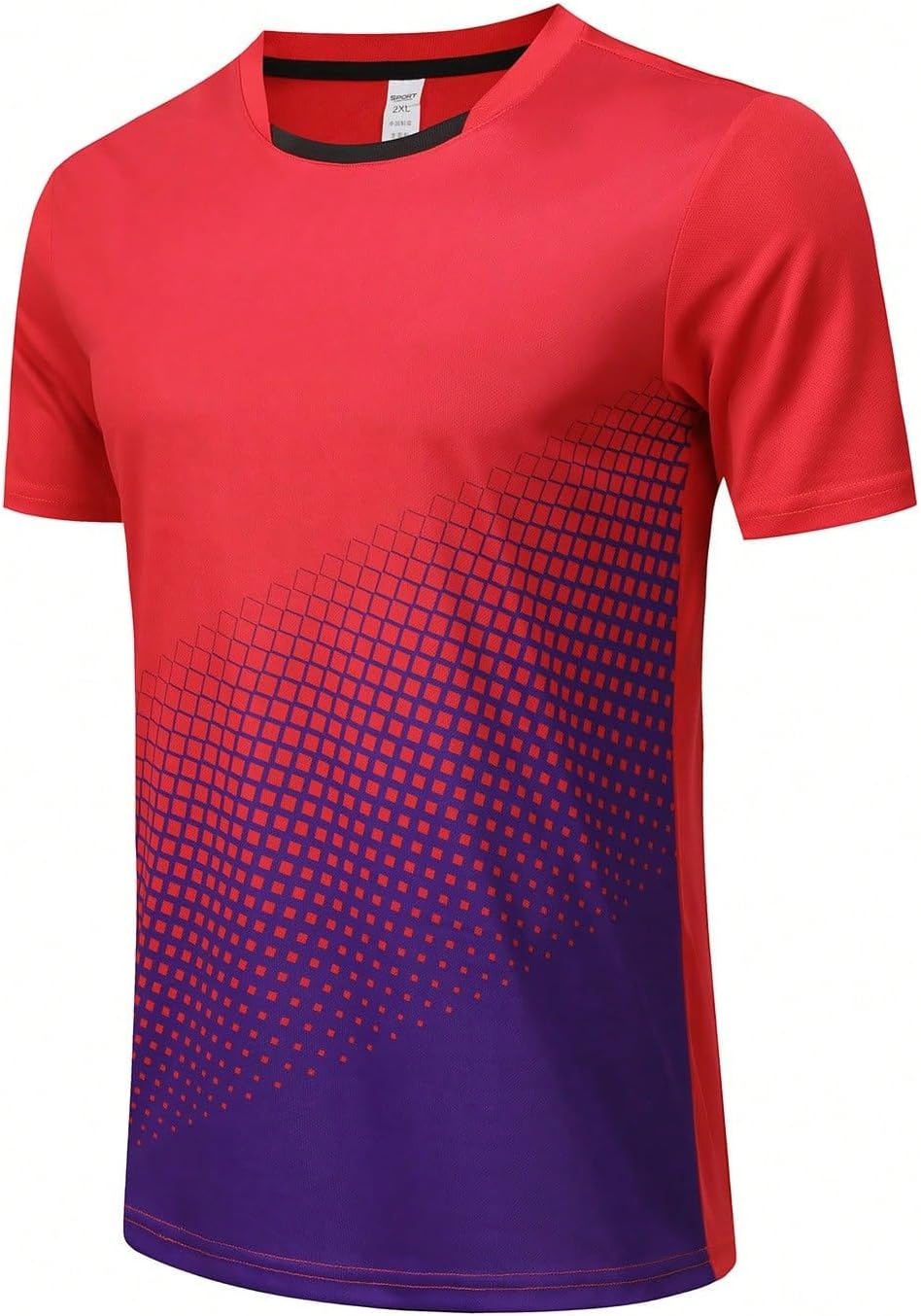 Men's Red Gradient Badminton Shirt – Vibrant Sports Shirt for Active Performance & Style