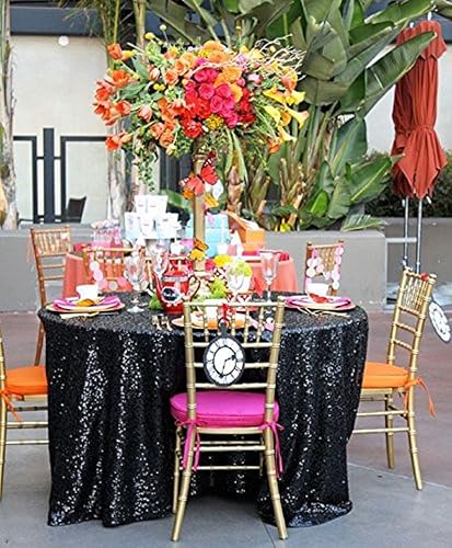 Miniatura 8 de Trlyc Mantel redondo de lentejuelas  Mantel rojo brillante de 72 pulgadas para fiestas, bodas, baby shower