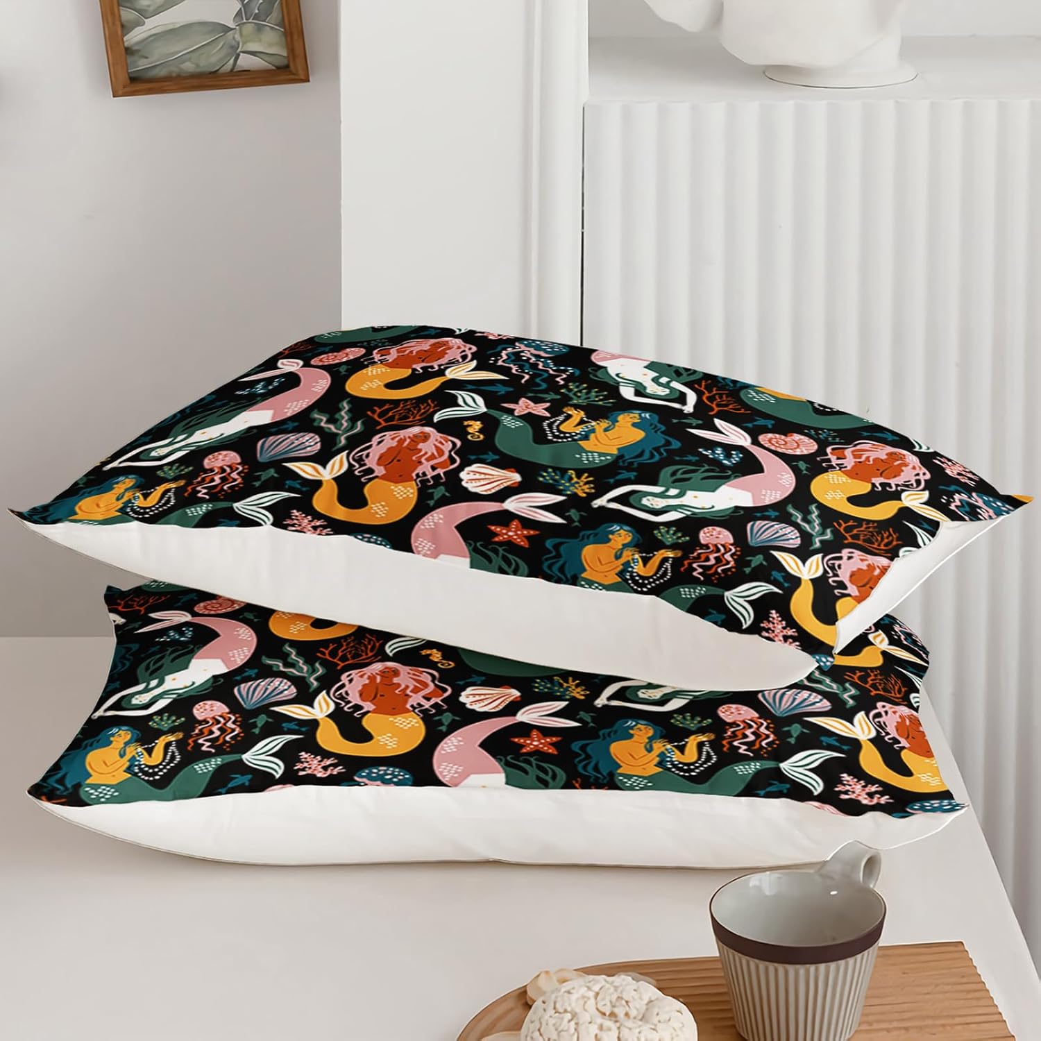 3 Piece Mermaid Comforter Set Full Size, Cute Bedding Set for Girls, 3D Colorful Mermaid Duvet Set for Kids, Bedroom Decor Quilt Set - 1 Comforter with 2 Pillowcases