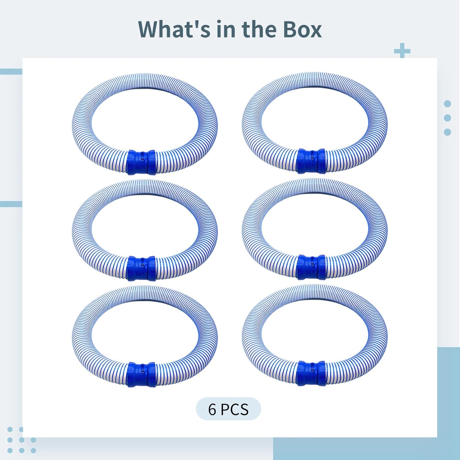 6 PCS Pool Cleaner Hoses, Compatible with Zodiac MX8 MX6, Pool Replacement Cleaning Hose Kit, 39 in Pool Vacuum Hose for Swimming Pools, Secure Twist Lock Hose Connection