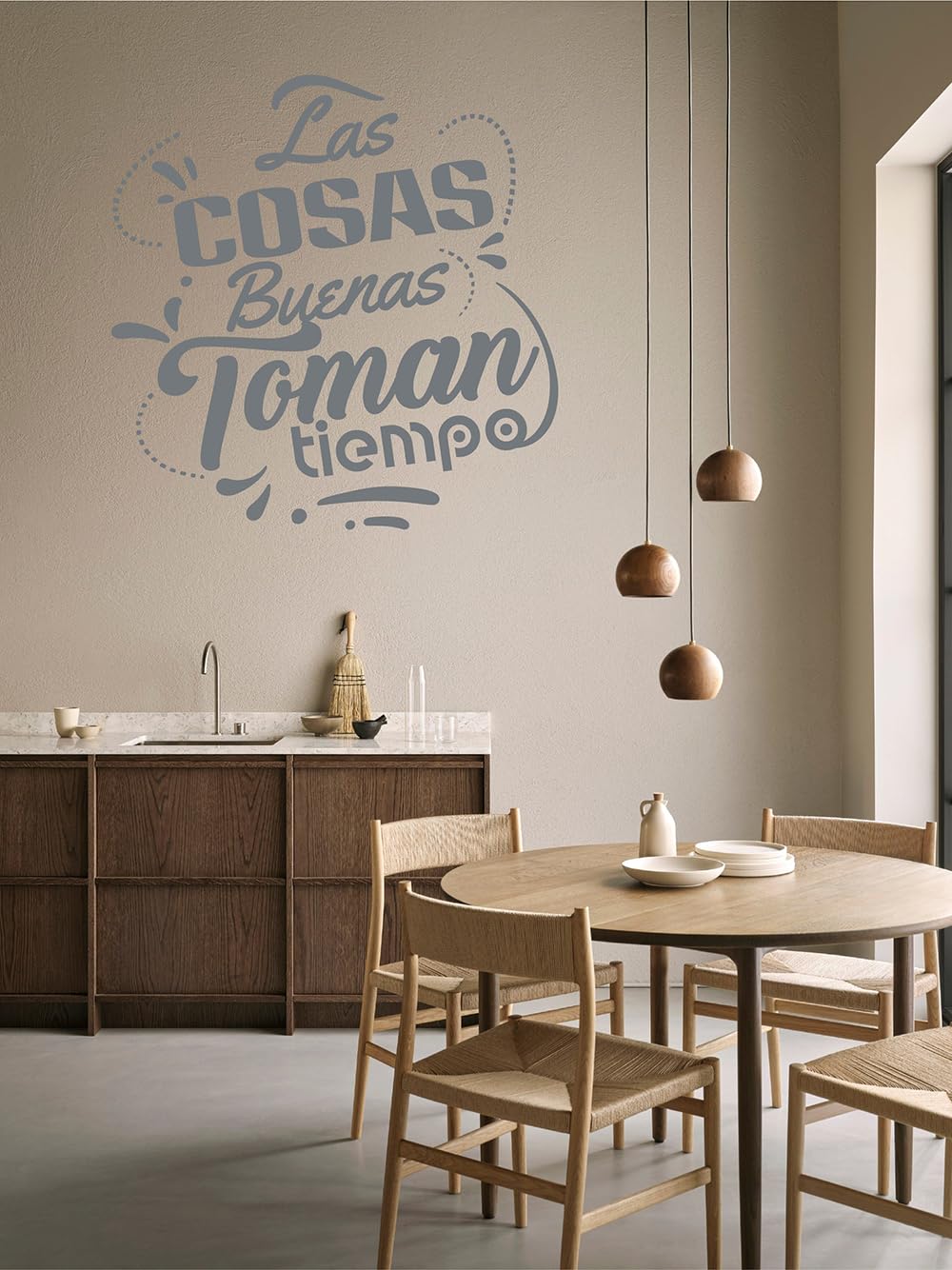 Vinilo adhesivo "Las cosas buenas" gris de 120x180 cm