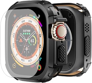 BOTOMALL Screen Protector Compatible with Apple Watch Ultra 3/2/1 49mm Bumper Case,Rugged Military Grade Flexible TPU Face Cover with Tempered Glass Film for iWatch Men Womens