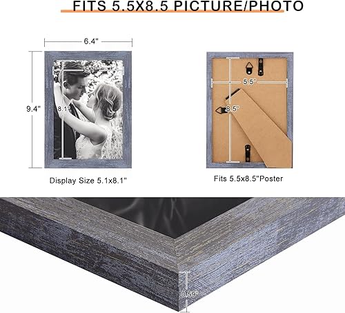 Vista 649 de Marco gris rústico de 18 x 24 pulgadas, marco para póster de 18 x 24 pulgadas, color gris envejecido, grande, retro, natural, 24 x 18 pulgadas