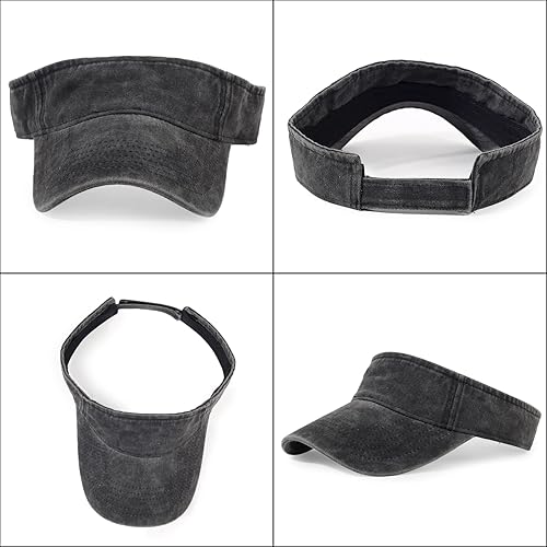 Miniatura 4 de Paquete de 3 viseras solares para mujeres y hombres, refrescantes, ligeros, deportivos, de sarga ajustable, viseras de algodón para correr